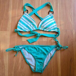 Reef Turquoise and White Striped Bikini